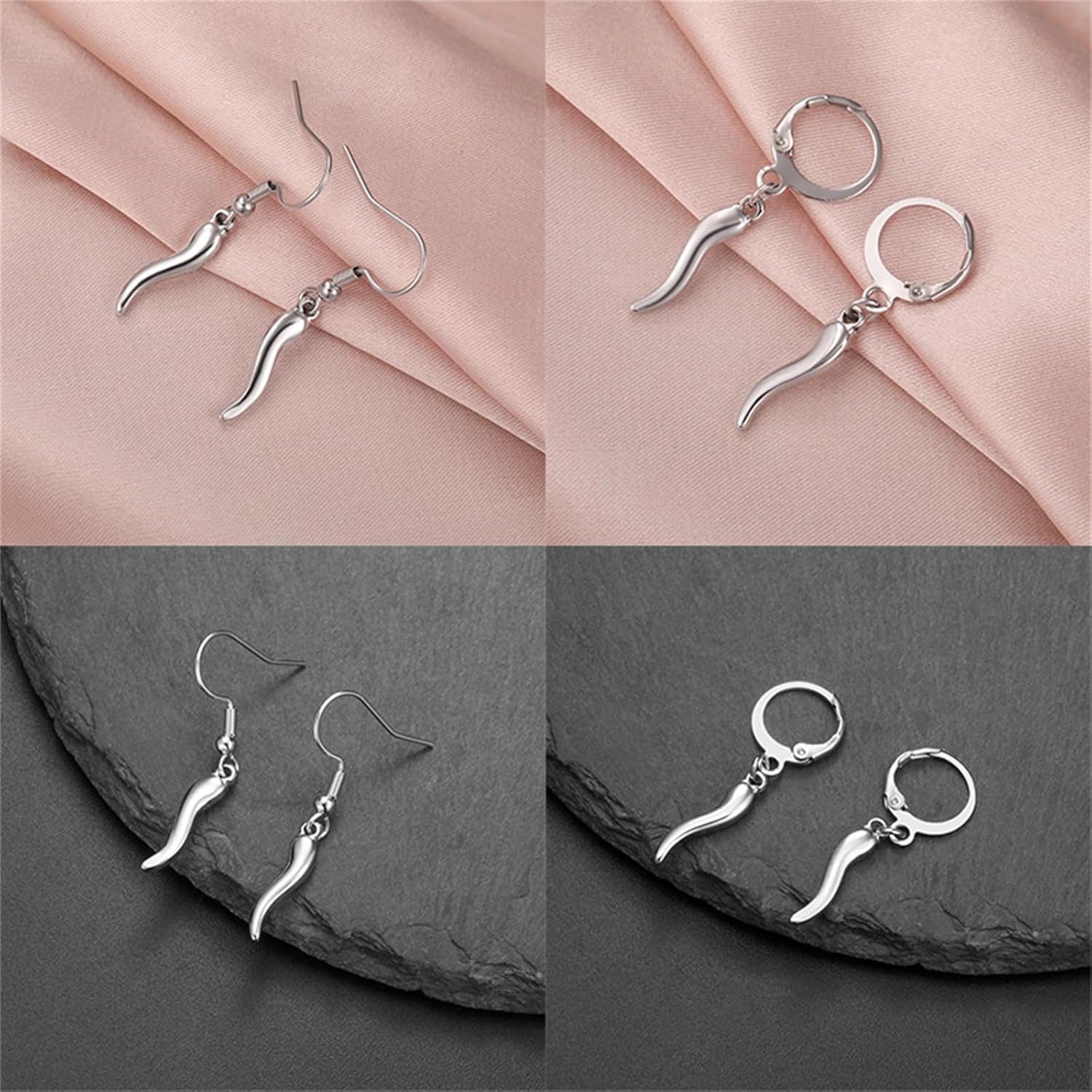 Italian Horn Jewelry Set for Women Men 14K Gold Plated Cornicello Pendant Necklace Red Horn Pepper Earrings Good Luck Talisman Protection Jewelry Gifts - Image 5