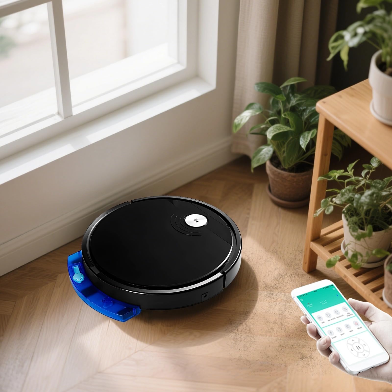 Inteligentny robot odkurzający 3 w 1 i mop z silnym ssaniem, smukły profil, sterowanie aplikacją, niski poziom hałasu, długotrwała bateria