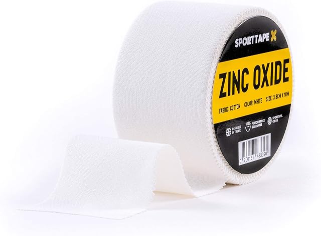 SPORTTAPE Zinc Oxide Tape - 3.8cm x 10m - White Athletic Tape | Blister Prevention Tape - Ankle, Foot, Wrist and Hand | Rugby & Football Sports Strapping Tape & Boxing Tape for Hands - Single Roll