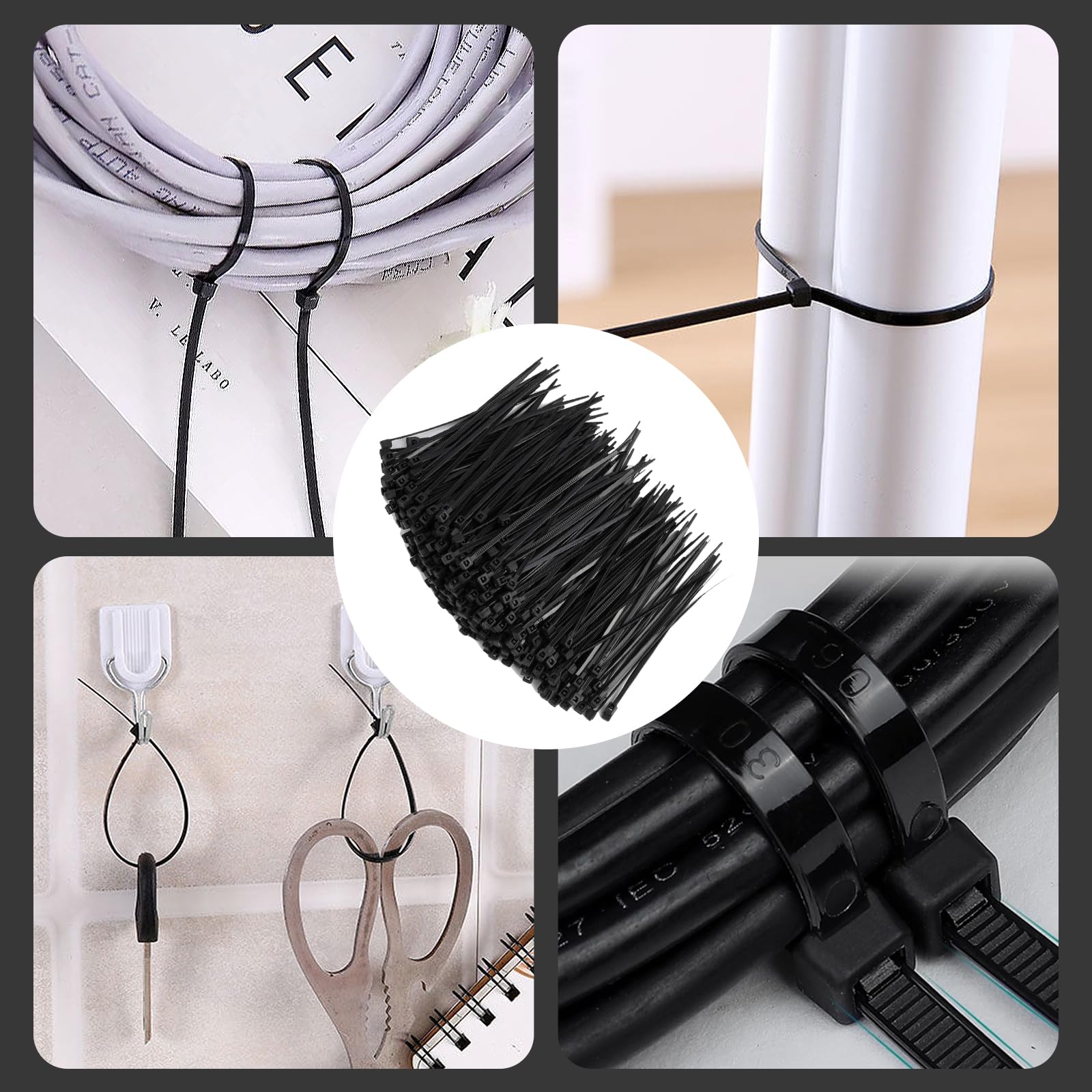 Bridas para Cables de Nylon Negro, Autoblocantes, 80mm x 1.8mm, para Organización de Cables, Electrónica y Bricolaje, Resistentes al Calor Resistente y duradero bridas pequeñas (300)