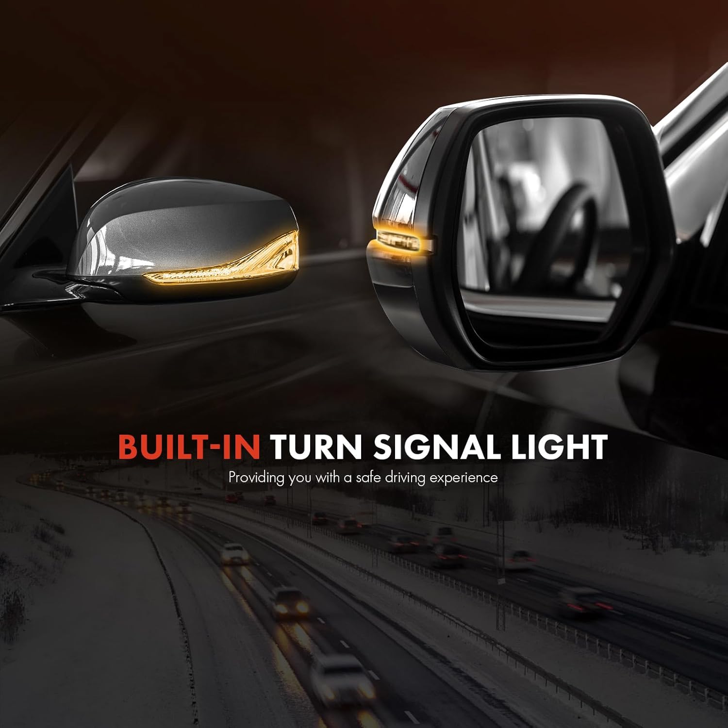 A-Premium Passenger Side Power Door Mirror - Compatible with Honda Civic 2012-2013 - Non-Heated Manual Folding Black Outside Rear View Mirror with Turn Signal - Replace# 76208TT1305PFM