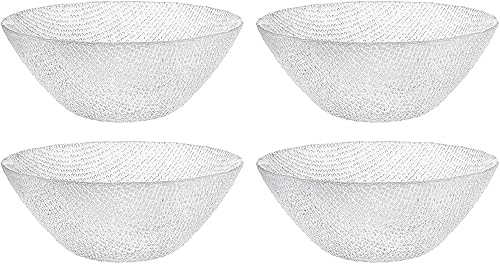 Godinger Tazones de sopa, cuenco para cereales, juego de vajilla de 7 x 7, juego de 4 piezas, colección Confetto