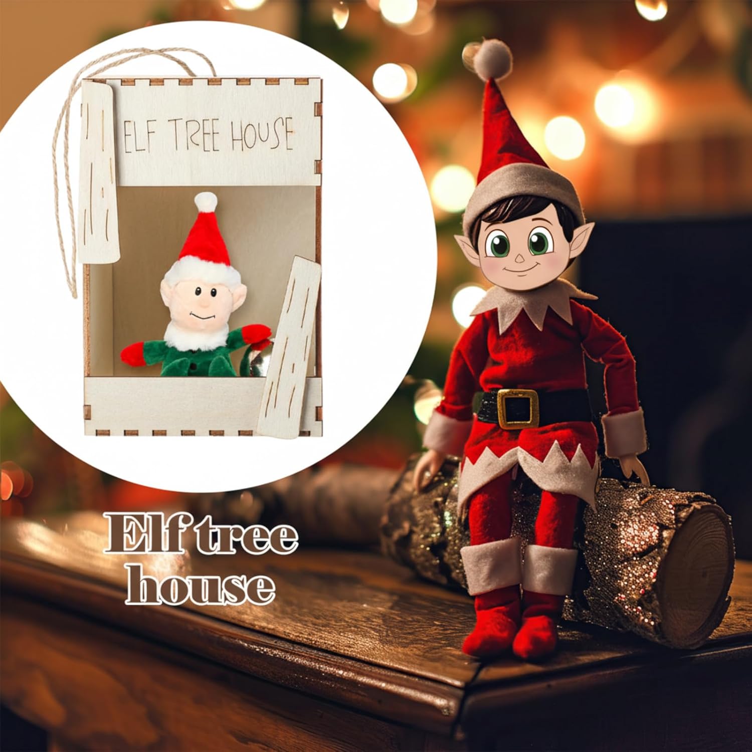 Christmas Elf Tree House Ornament 6 Inch Elf Carrier Christmas Tree Decor Ornament Prop with String for Xmas Decoration Party