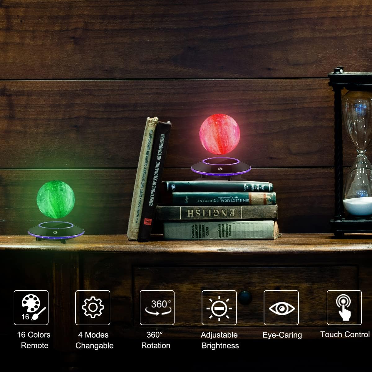 VGAzer Lunar Motion LED Levitating Moon Lamp, 3D Illusion Night Light with Remote Control, Dimmable 16 Colors Lights for Kids Adults (16 Colors Galaxy Moon)