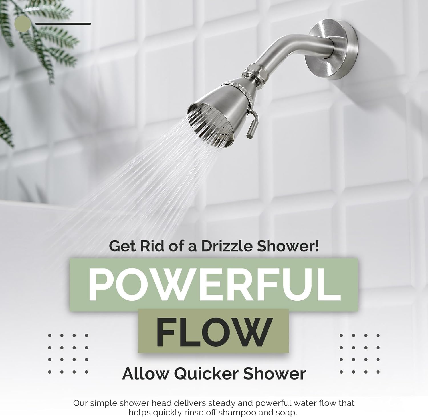 Angle Simple Shower Head Bundle with Water Flow Control Valve (Brushed Nickel)