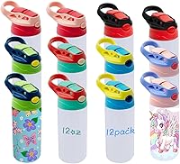 Vista 10 de Vaso de sublimación para niños a granel, paquete de 6 vasos de sublimación de acero inoxidable de 12 onzas en blanco, vaso aislado de doble pared