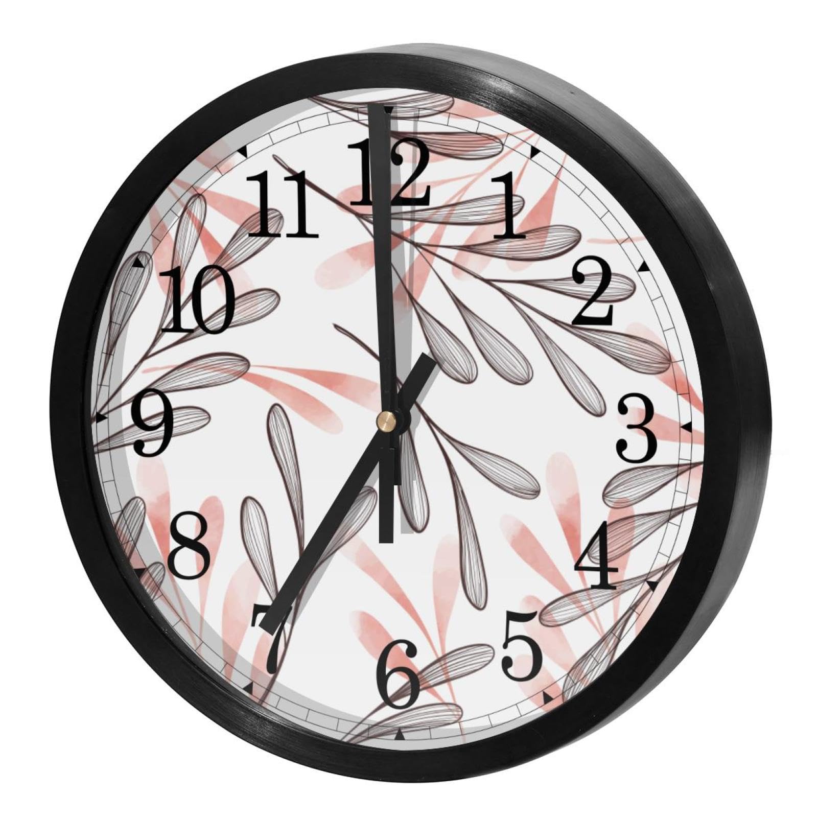 Horloge murale ronde pour cuisine et maison style nature avec son cadran feuilles