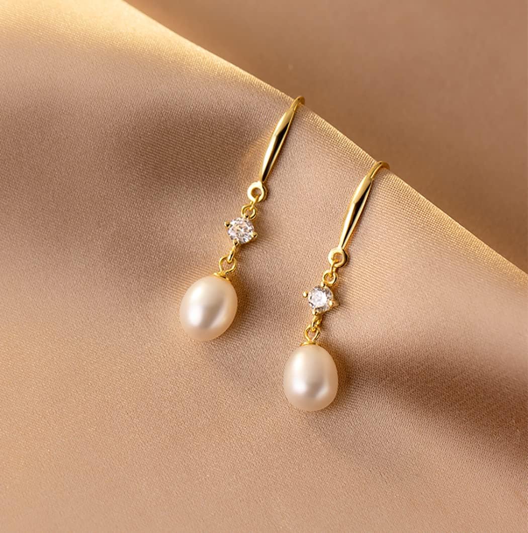 SLUYNZ Solid 925 Sterling Silver Pearl Drop Earrings for Women Teens Natural Freshwater Pearl Dangle Earrings Wedding Bridal Earrings - Image 5
