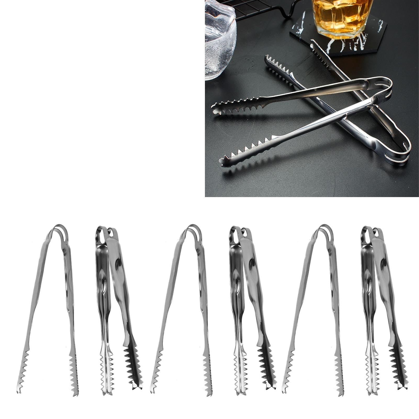 Pinze per ghiaccio da 10 pezzi Pinze per alimenti in acciaio inossidabile Facile da pulire Presa forte Versatile per feste Grill BBQ Bar (22,8 cm)
