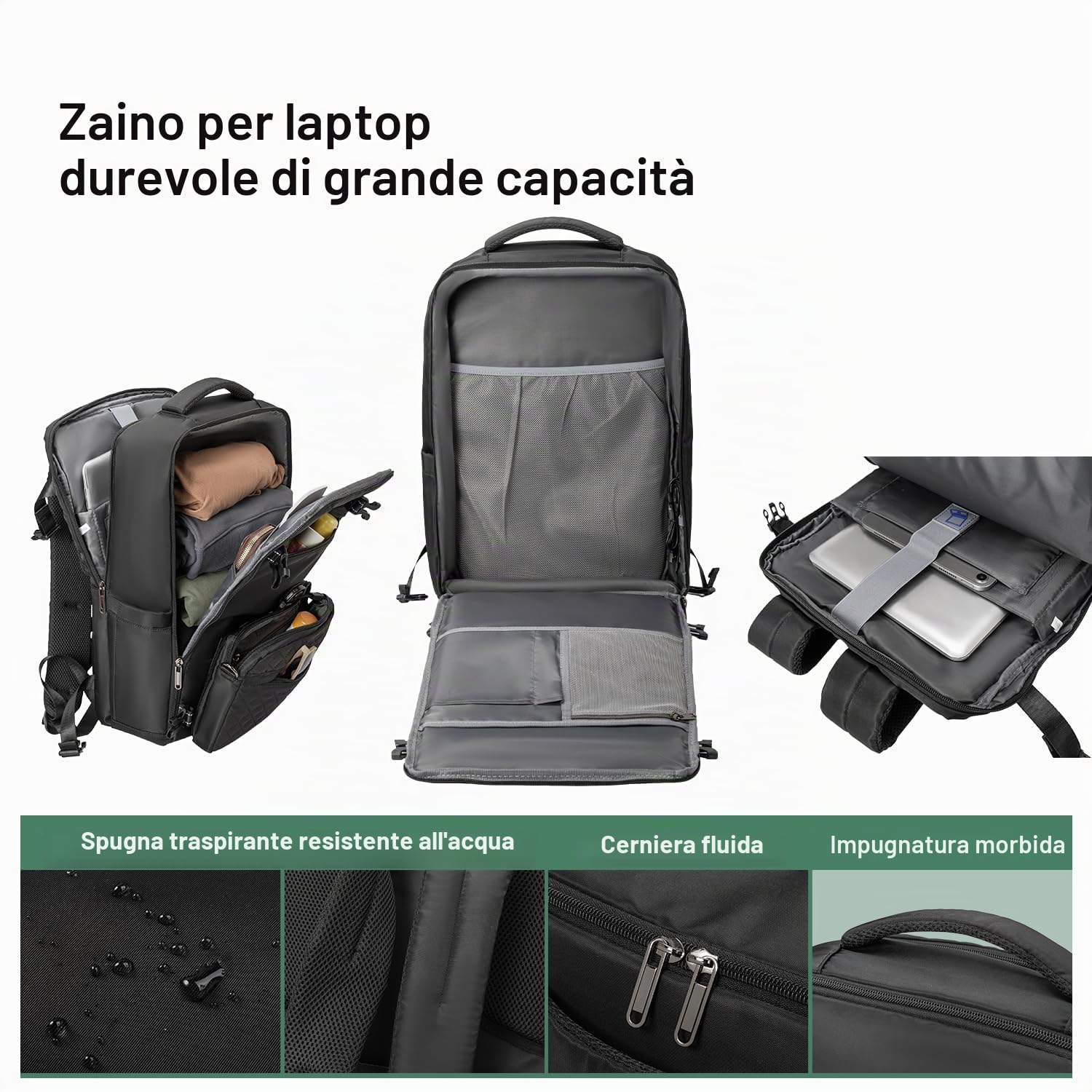Grande zaino da viaggio per donne e uomini, zaino da portare a mano, bagaglio da volo, impermeabile, sportivo, casual