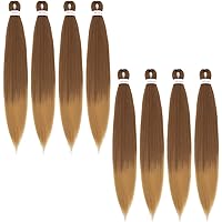 Vista 35 de Alrence Cabello trenzado preestirado largo de 30 pulgadas – 8 paquetes de extensiones de cabello trenzado profesional, trenzas de crochet de fibra
