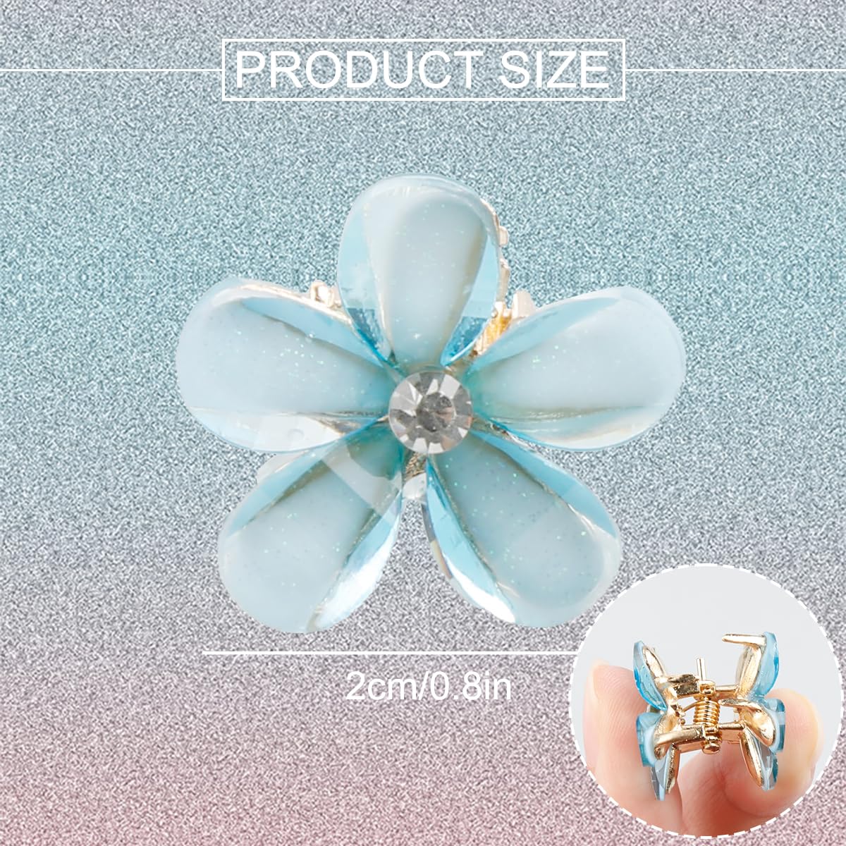 10 Pcs Mini Diamond Hair Claw Clips - Small Flower Hairpins, Hair Accessories, Sweet Mini Barrettes, Hair Styling Accessories (Blue) - Image 2