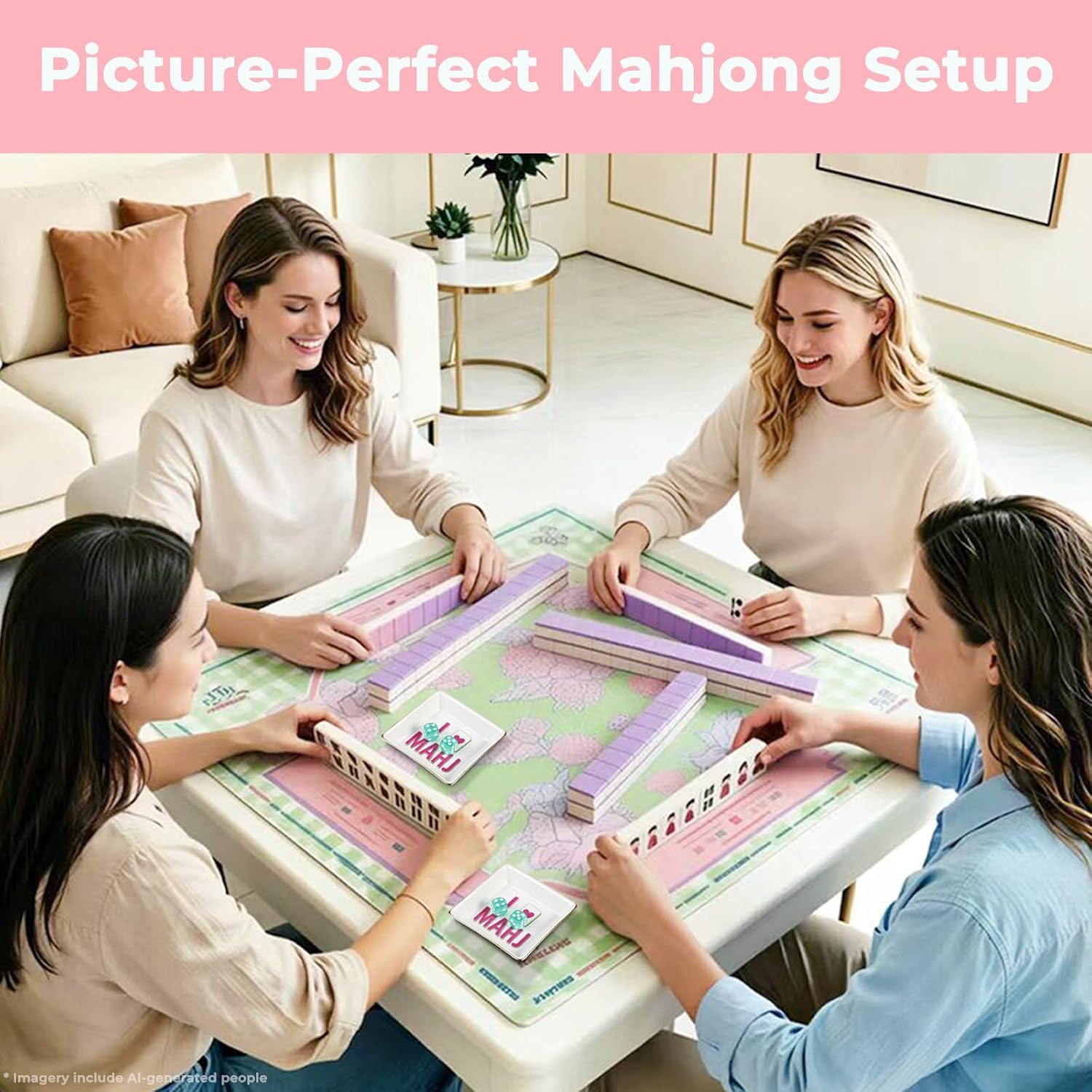 Mahjong Dice Dish,Square Ceramic Tray for Dice,Table Decor & Game Night image 4