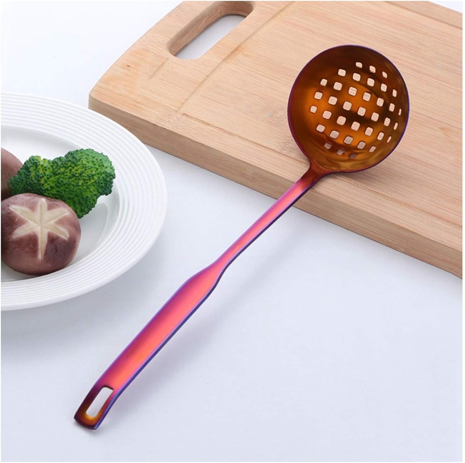 Leaky Spoon Hot Pot Colander Skimmer Long Handle Slotted Soup Spoon Cooking Skimmer Kitchen Cooking Utensils for Hot Pot Scooping Sauce Serving Colander
