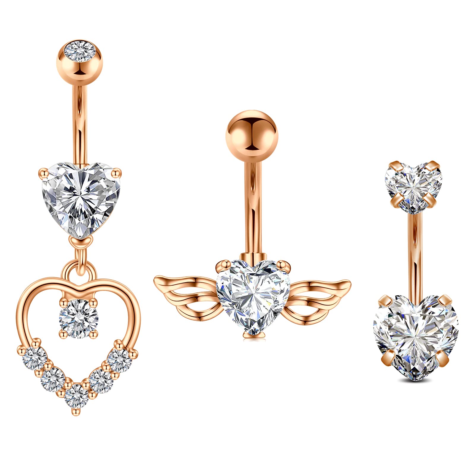 AVYRINGPiercing Ombligo Mariposa Pender 10MM 14G Acero inoxidable Mujer Piercing Vientre Anillo Belly Piercing
