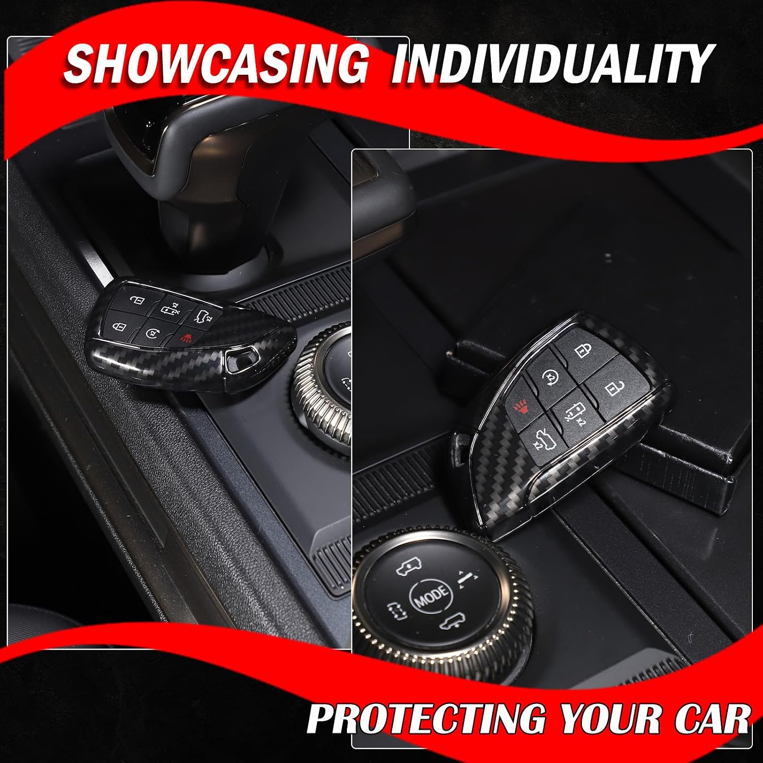 for Hummer EV Accessories Carbon Fiber Style Car Key Fob Case Cover,Compatible with Hummer EV SUV Pickup Truck Smart Remote Key Fob Cover Case Protection Shell for 2022-2024 2025+