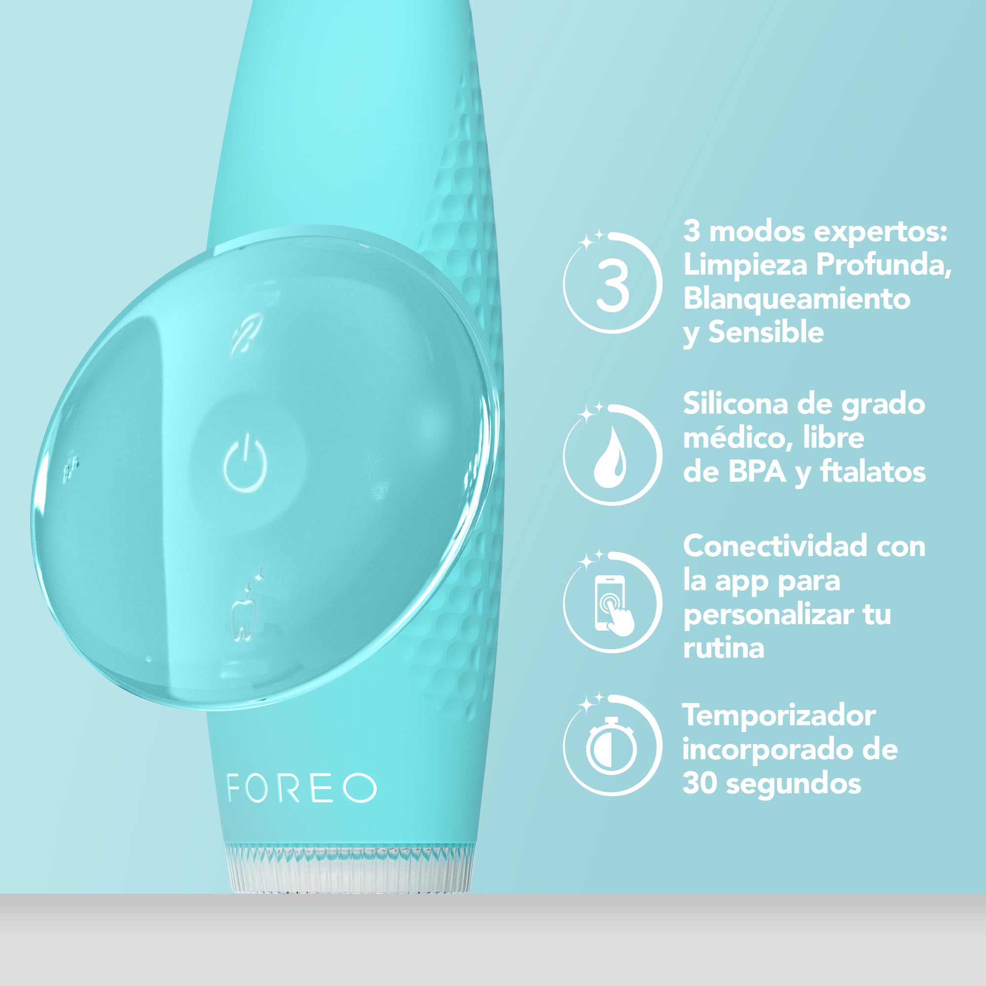 FOREO ISSA 4 Electric Toothbrush – 4-in-1 Rechargeable with Extra Brush Head, Soft Bristles, Long-Lasting Use, Gentle Cleaning - Artic Blue