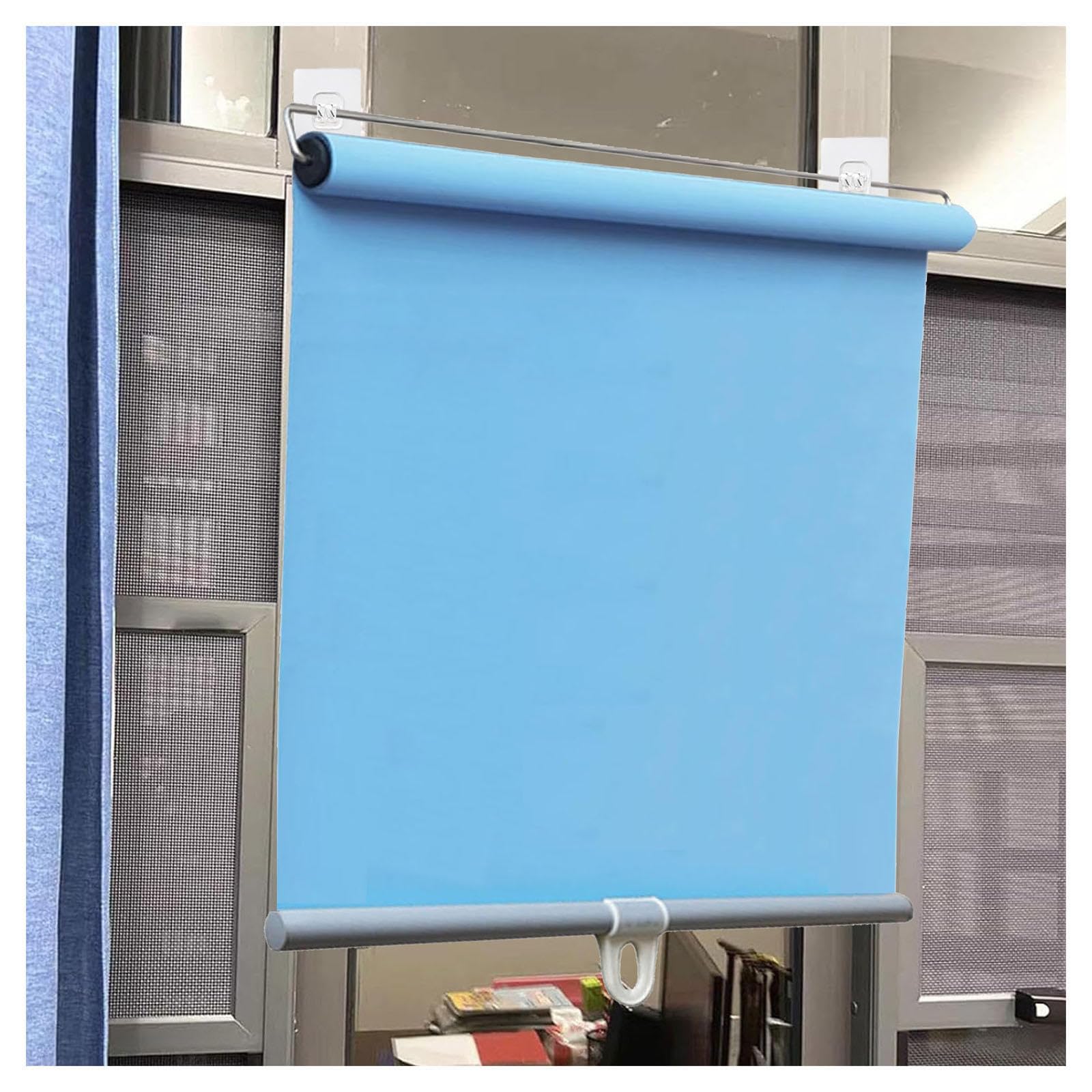 Re table - Persianas enrollables opacas sin taladrar para rivacy de 32 a 150 cm de ancho, solución ideal para el hogar y la oficina, azul, 135 x 130 cm