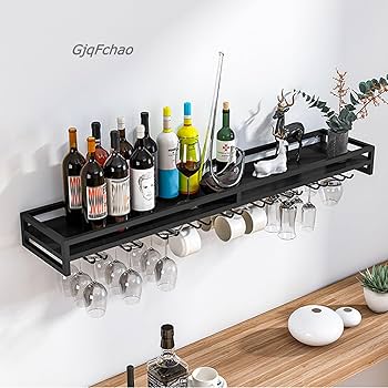 Amazon｜壁掛けワイングラスラック、酒棚、バー向けの壁掛け