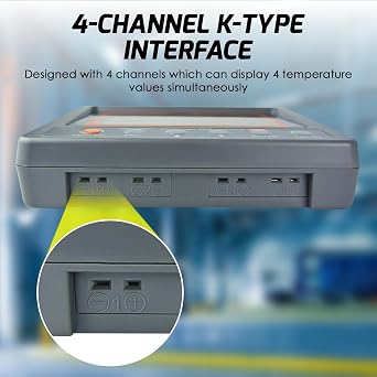 4-Channel Thermocouple Data Logger -328~2498F Thermocouple Thermometer, Temperature Data Logger with 8GB SD Card, Unlimited Auto Logging, High/Low Alarm, MAX/MIN, Scheduled Start, Backlit LCD