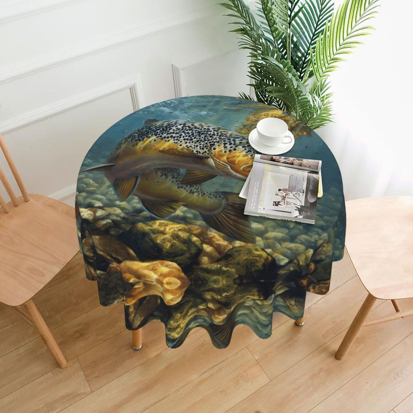 hhxvcv Fly Fish Round Tablecloth – Dining Table Cover
