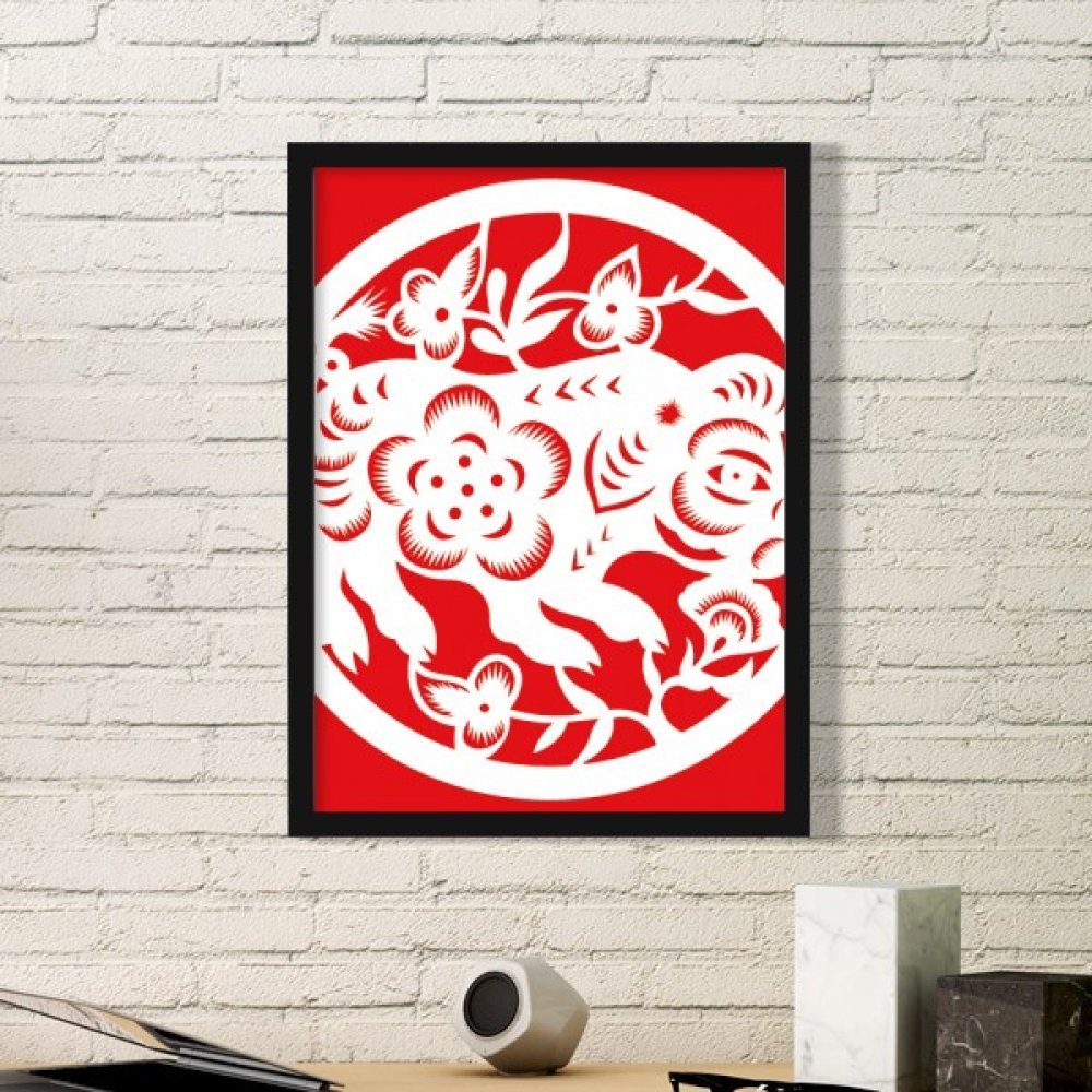 Cadre photo peinture chinoise porc pour décoration de salon chaleureuse
