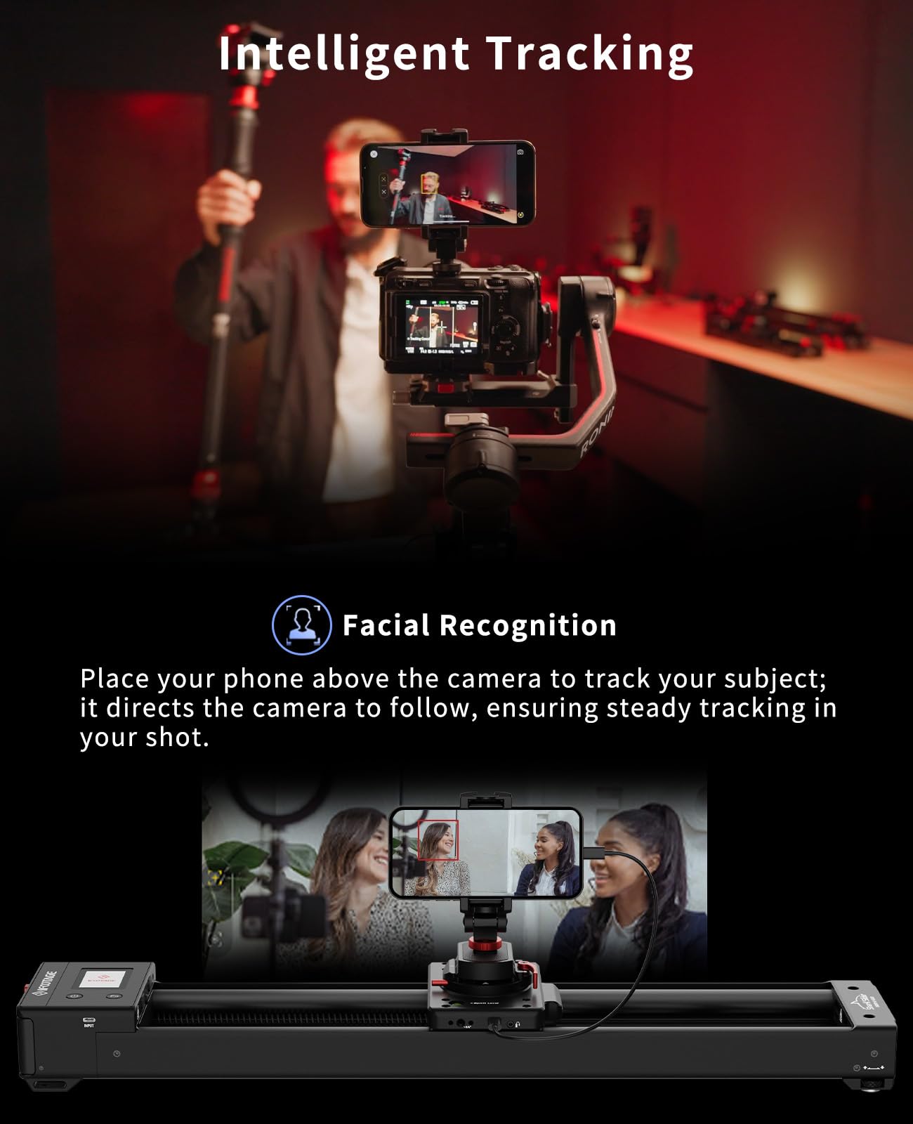 IFOOTAGE Shark Slider Nano II-660 (66cm) Motorisierter Kamera Slider,Mobile APP/IPS-Touchscreen-Steuerung,360°-Panoramaaufnahme, Extrem Leise,Tragkraft bis zu 3.5kg