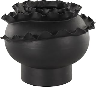 Deco 79 Ceramic Abstract Decorative Vase Floral Inspired Centerpiece Vase, Flower Vase for Home Decoration 12" x 12" x 9", Black