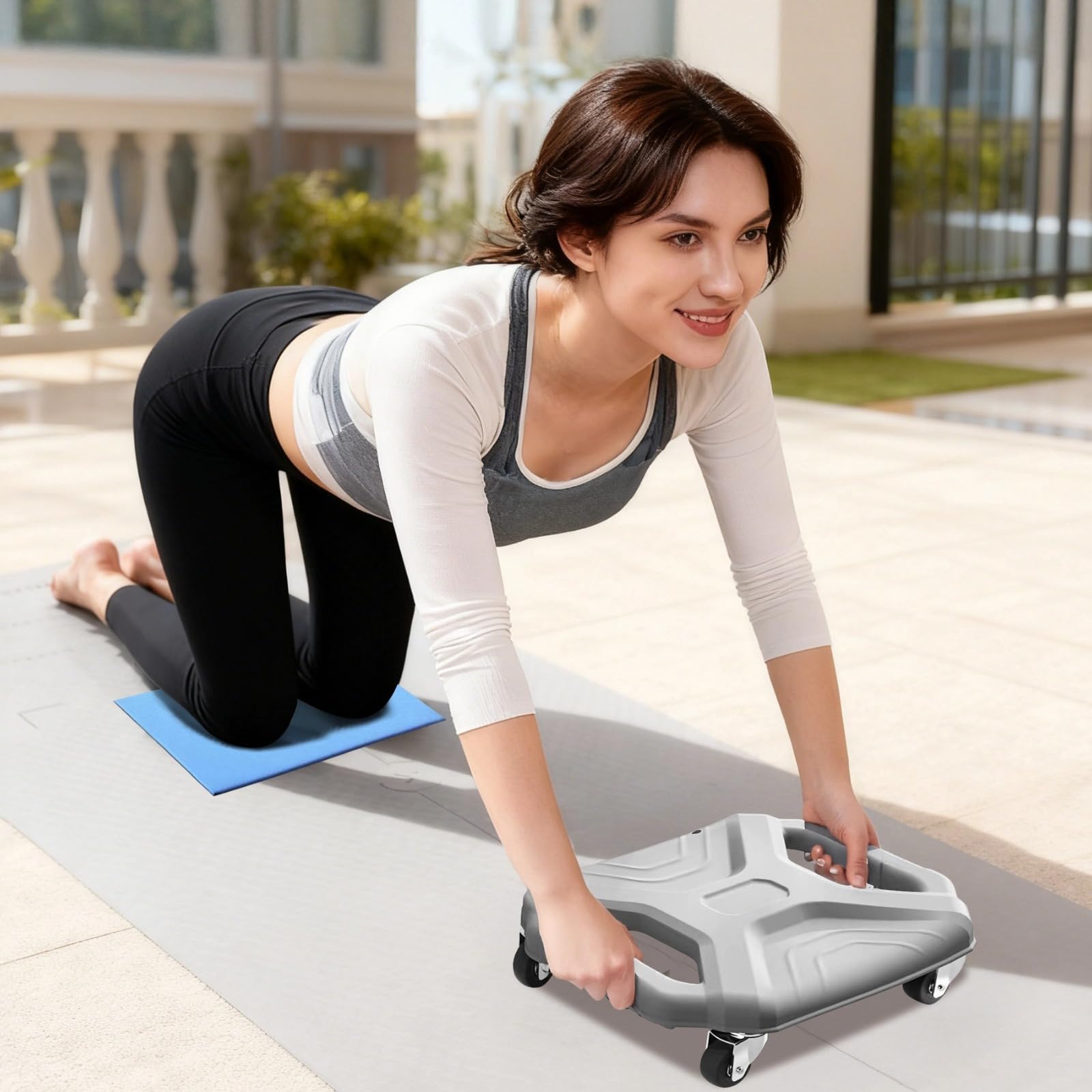 Rodillo de abdominales con rodilleras, para entrenamiento en casa, rodillo abdominal para entrenamiento en casa, rodillo de abdominales para entrenamiento de núcleo, disco deslizante silencioso para