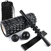 6-in-1 Trigger Point Foam Roller Set with Massage Stick, Balls, Strap, Bag & Towel - Deep Tissue Relief for Yoga, Pilates, Fitness
