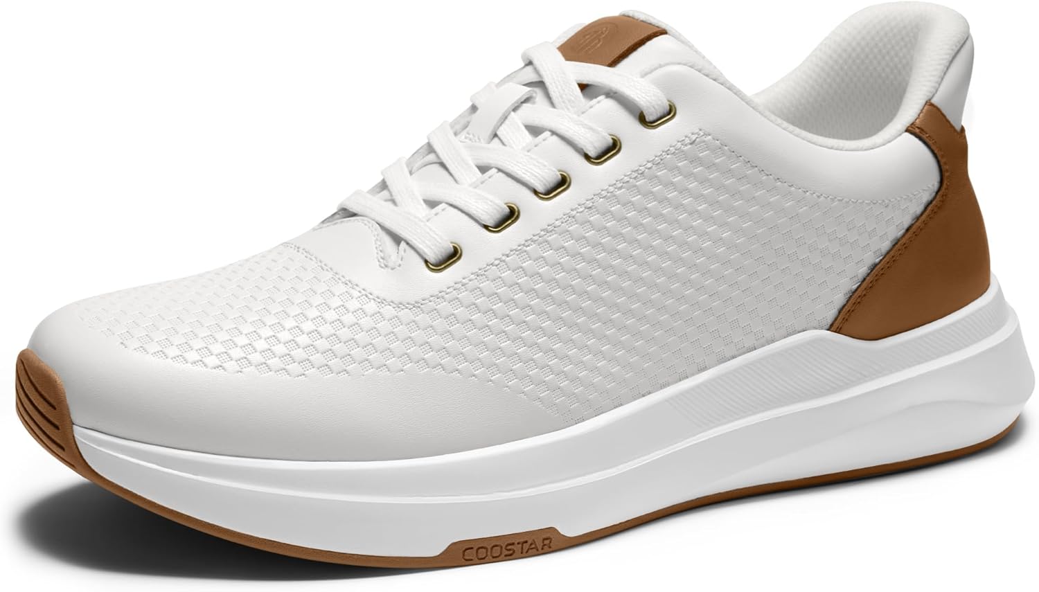 Coostar White Sneakers Men Casual Shoes with Arch Support Orthopedic Dress Sneakers Comfortable Business Shoe White Size 11