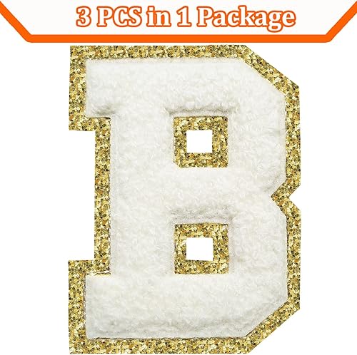 Miniatura 144 de Parches de letras termo-adhesivas de felpilla para chaquetas, parches de letras universitarias con brillantina para planchar en la letra azul A