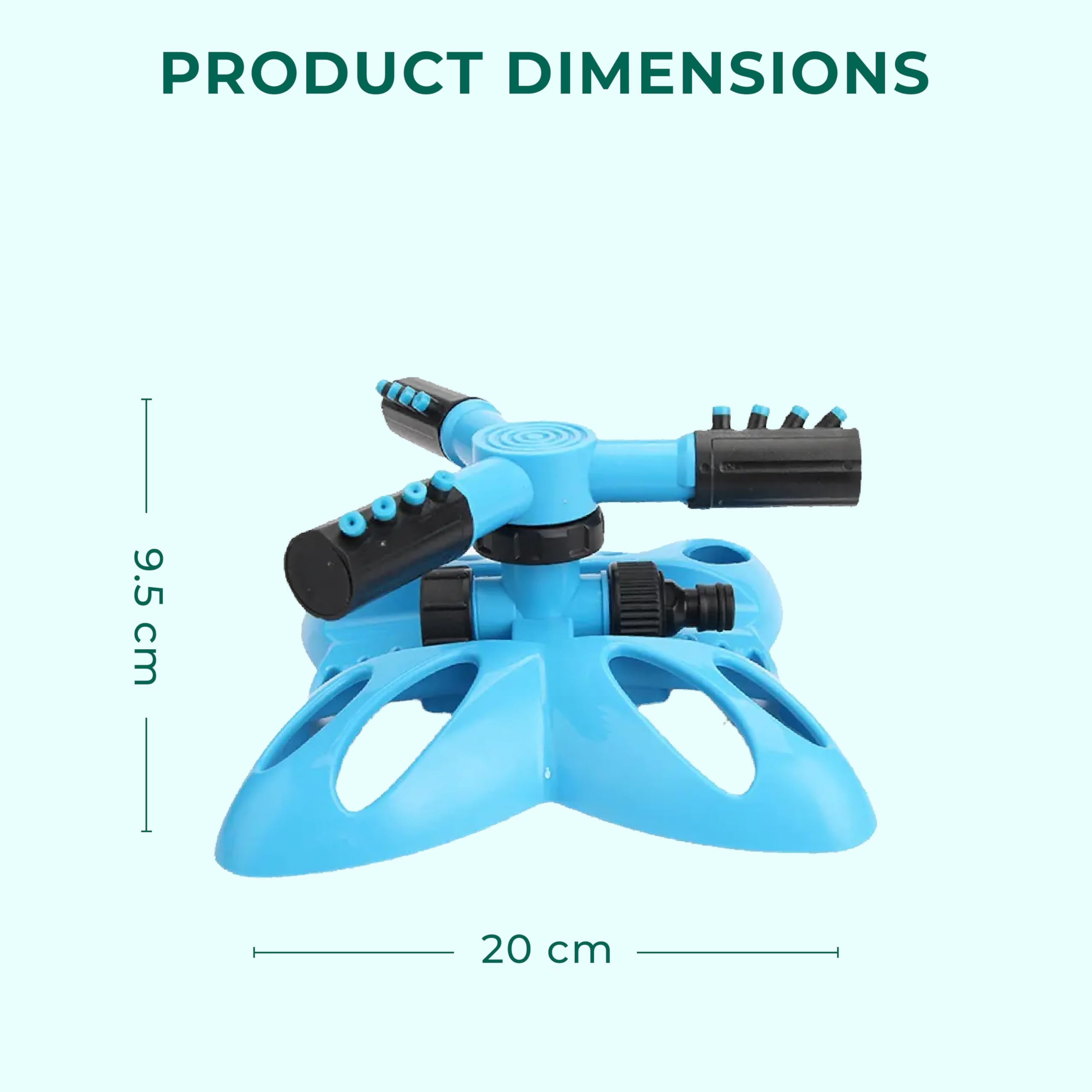 ROOTS & LEAF 360° Automatic Rotating Garden Sprinkler with Butterfly Base | 45° Adjustable Arms | Durable ABS Material | Leak-Proof | Coverage Up to 32 Feet | Perfect For Lawns and Gardens - Pack of 1 - Image 6 thumbnail