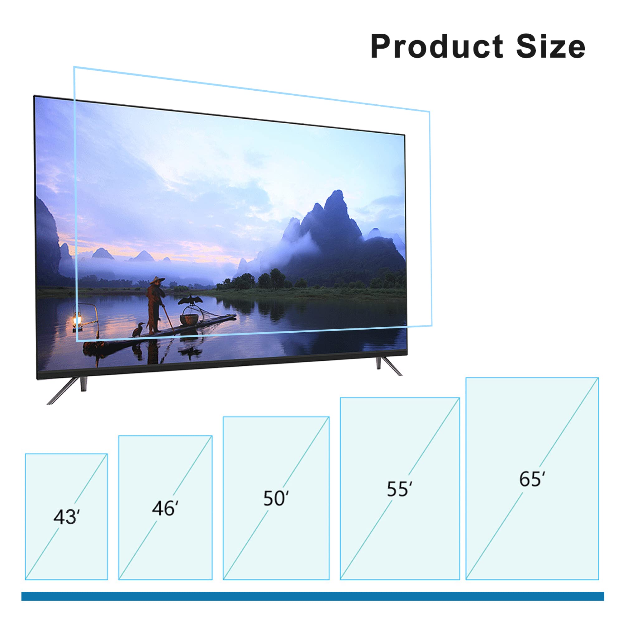 Pellicola Protettiva Anti-Luce Blu per TV da 43 a 65 Pollici, allevia l'affaticamento degli Occhi, antiriflesso/AntiGraffio, 65 Pollici, 1440 x 809 mm(55 Pollici 1221 x 689 mm