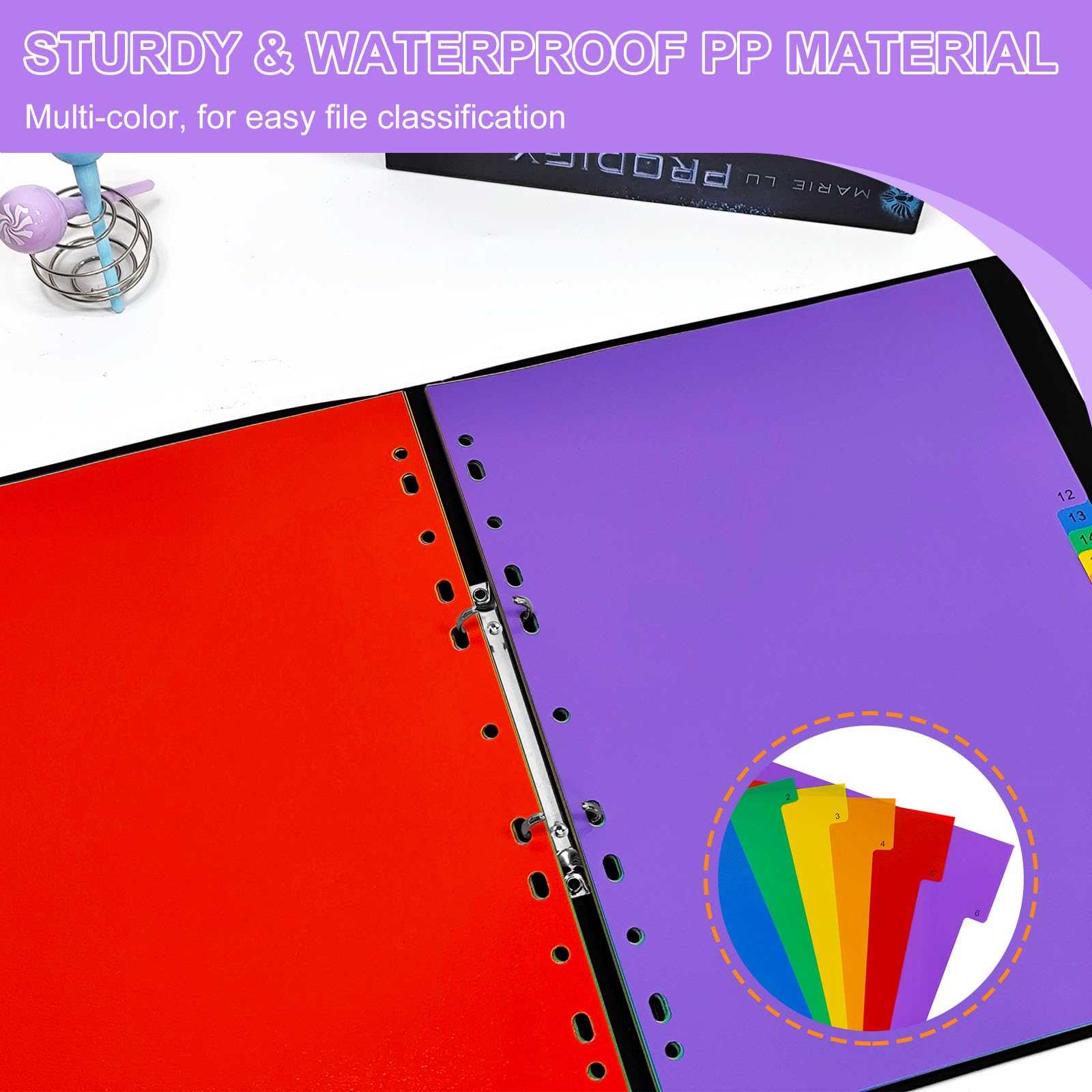 Divisori Per Raccoglitori A4 - Set 6 Pezzi Con Indice A-Z, Materiale PP Impermeabile, Per Ufficio E Scuola - Foto 4
