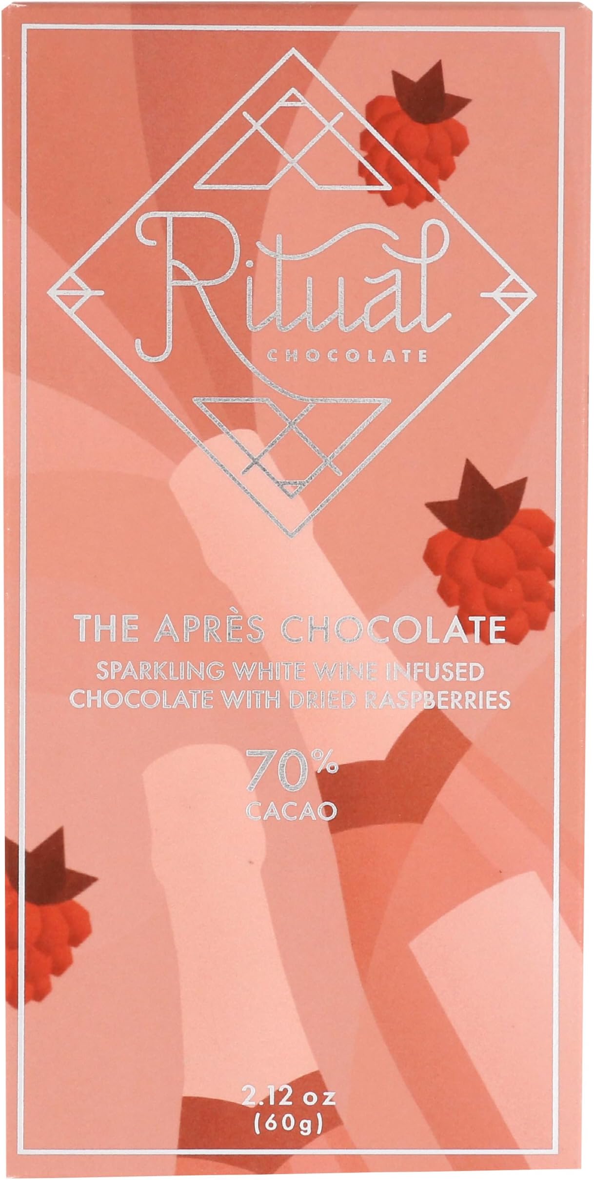 Ritual Chocolate, Bar Chocolate Champagne Raspberries Apres, 2.12 Ounce