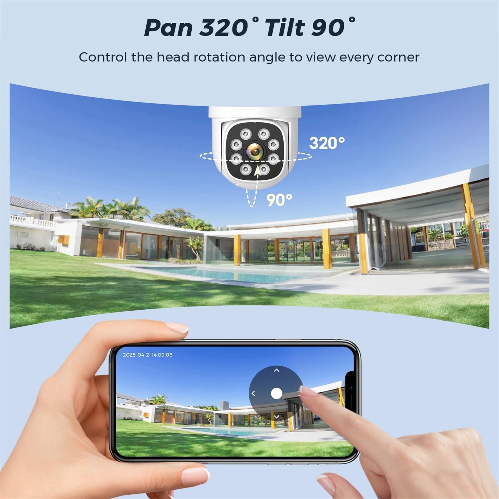 Telecamera con scheda SIM 4G da 4 MP doppio obiettivo, schermo, WiFi, sorveglianza esterna, rilevamento umano, protezione di sicurezza, telecamera IP PTZ per magazzino commerciale(4MP 4G 128GB Card)