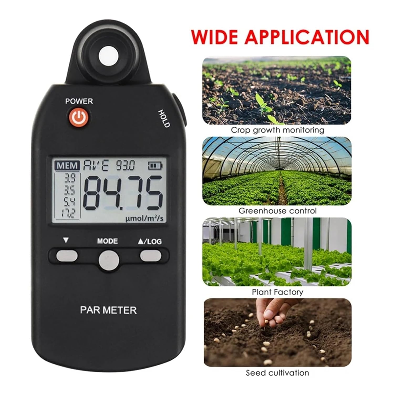 デジタル照度計 PARメーター 照度計 PPFDセンサー フルスペクトル記録