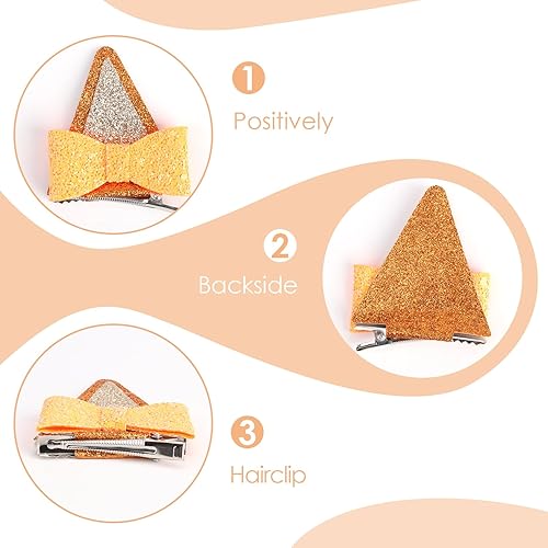 Miniatura 3 de 2 pares de pinzas para el pelo de orejas azules para niñas y niños, adorables accesorios de pasadores de pelo con lazo, decoraciones de fiestas de