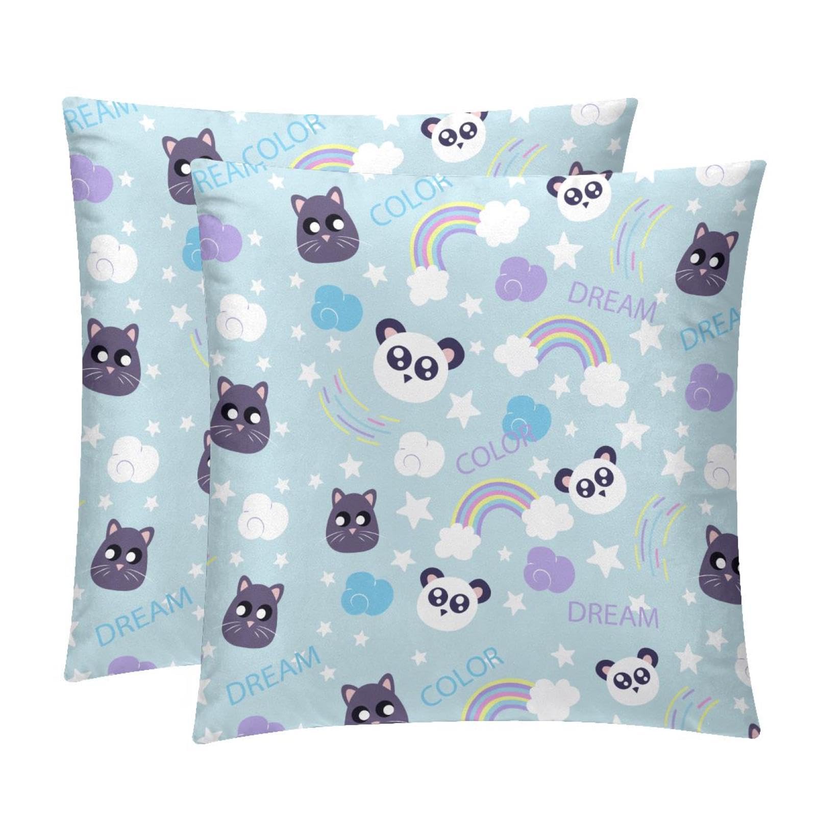 TDGKPZ Rainbow Panda Throw Pillow Covers 2 Pack Pillowcases Soft Cozy Pillow Cases For Couch Bed Sofa 40x40cm