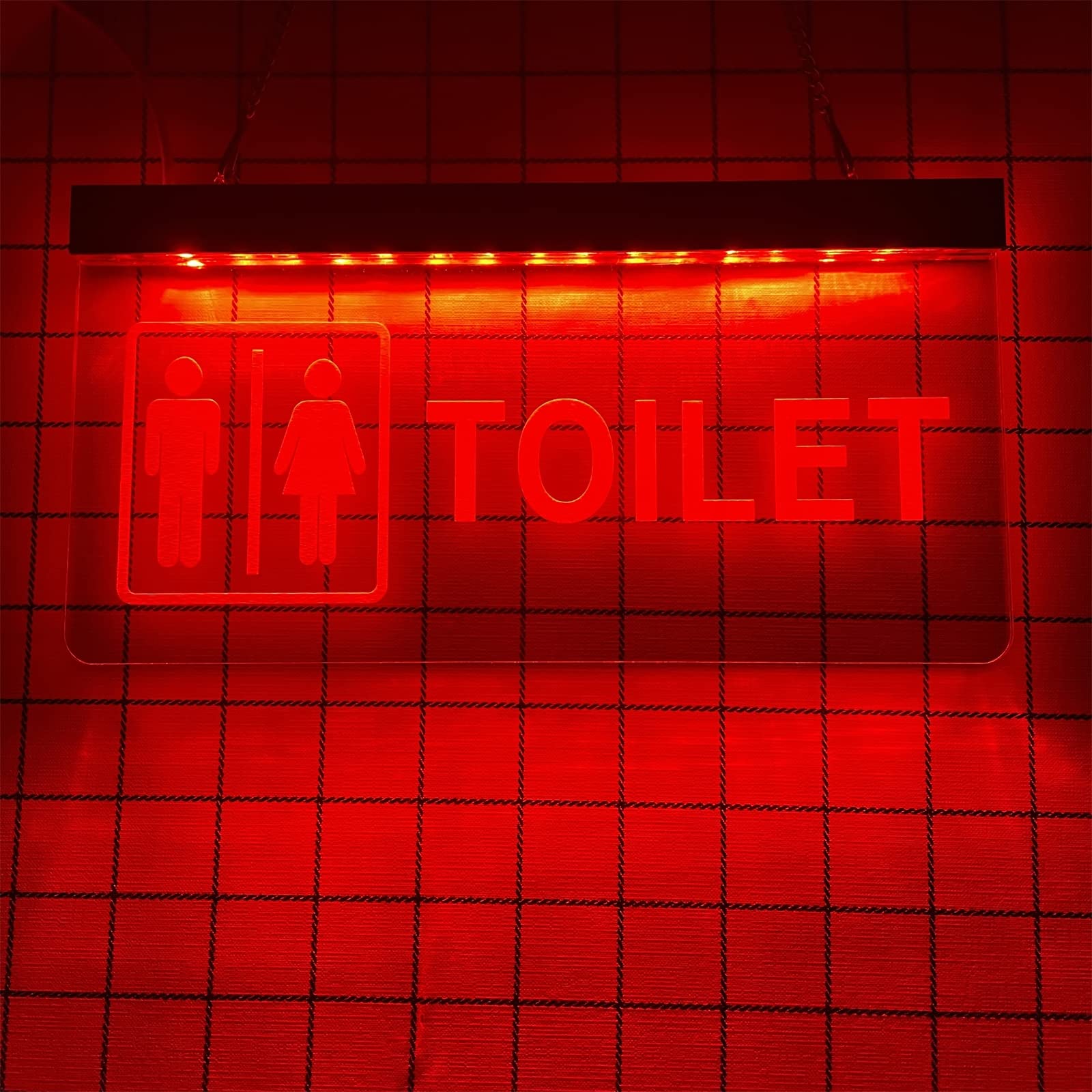 REWIS Enseignes au néon LED pour Toilettes Amusantes, néons à Gravure enfichables personnalisés, pour Bar, Centre Commercial, hôtel, Toilettes, Panneau Lumineux Suspendu au Mur,Rouge,40x20cm