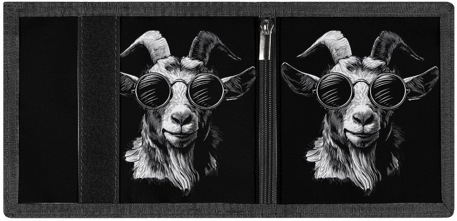 Goat with Glasses Trifold Slim Wallet Front Pocket With Money Clip And ID Credit Card Slots For Travel Work