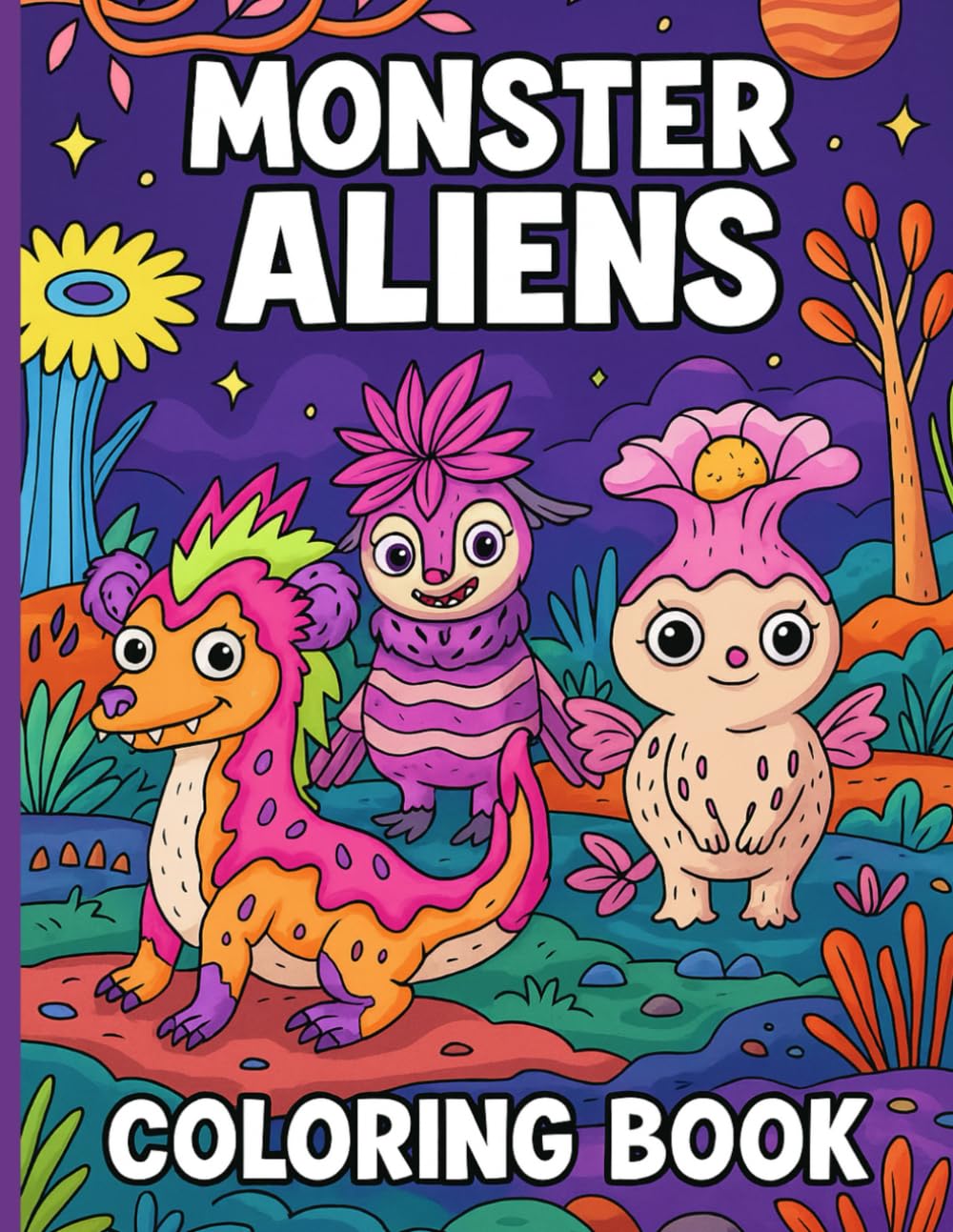 Monster Aliens Coloring Book: A Fun and Whimsical Coloring Adventure for Kids Who Love Cute Monsters and Outer Space!