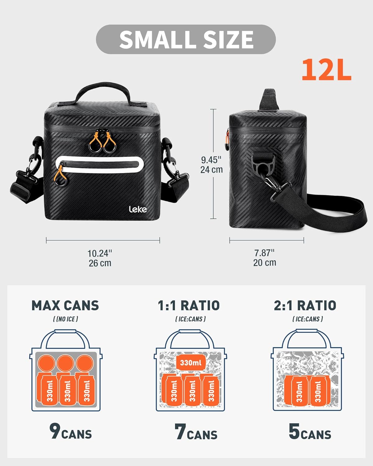 Soft-Sided Cooler Bag, 8/16 Can Insulated Lunch Box, Waterproof, Leak-Proof, Portable Lunch Bag for Work, Beach, Drink, Travel, Camping, Picnic, Gift