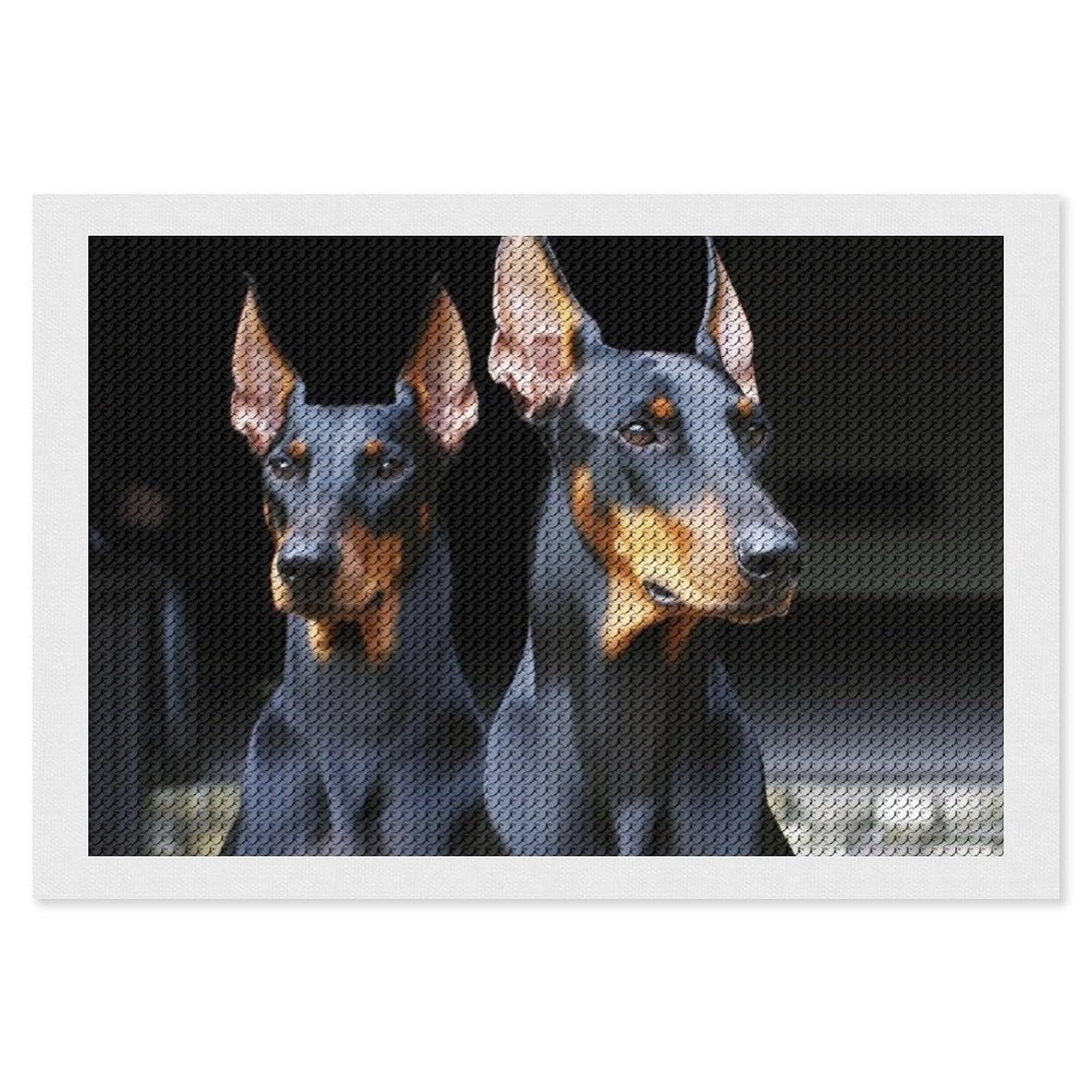 NONHAI Diamond Painting Kits for Adults - DIY Diamond Art Kits for Beginners - Full 5D Paint Drill Diamond Dots Paintings- Doberman Diamonds Pictures Gem Art and Craft Wall Decor 8"x12"