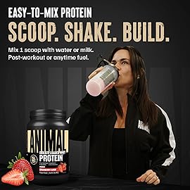 Animal Whey Isolate Protein Powder - Loaded for Pre & Post Workout Muscle Builder and Recovery with Digestive Enzymes for Men & Women - 25g Protein, Great Taste, Low Sugar - Strawberry 2 lbs