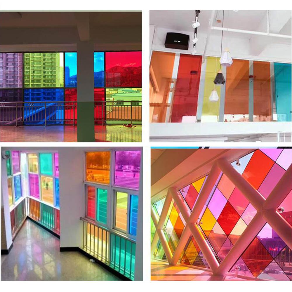 HOHOFILM 10Colors Bundle Pack Colorful Transparent Window Film Self Adheisve Glass Decoration Tint A4 Sample 21cmx29.7cm