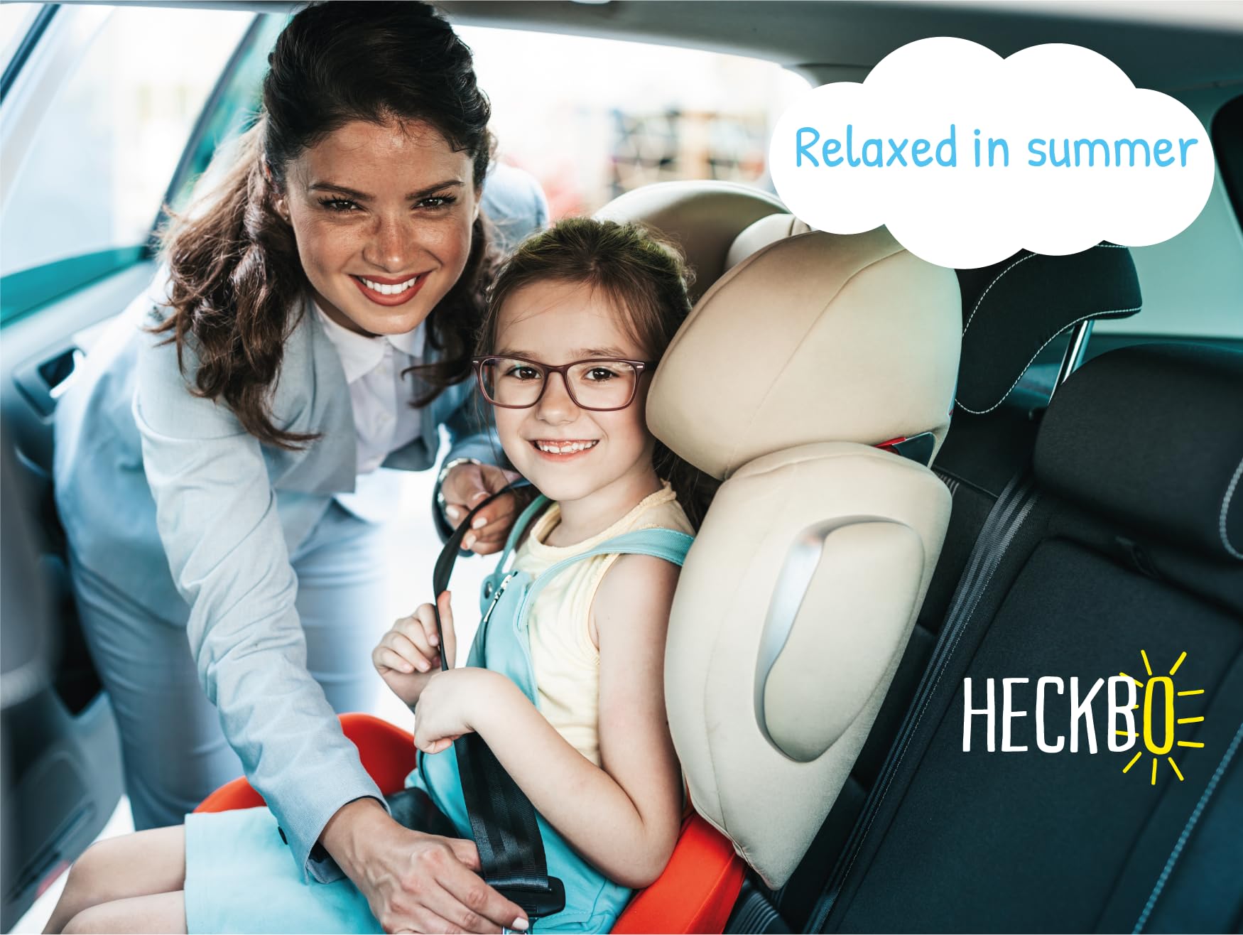 HECKBO Kinder Sitzauflage Sommer Antischwitz für Kinderwagen - Gruppe 1 - Autositz mit 3 Punkt und 5 Punkt Gurt für Kinder Matte grau mit niedlichen Tieren