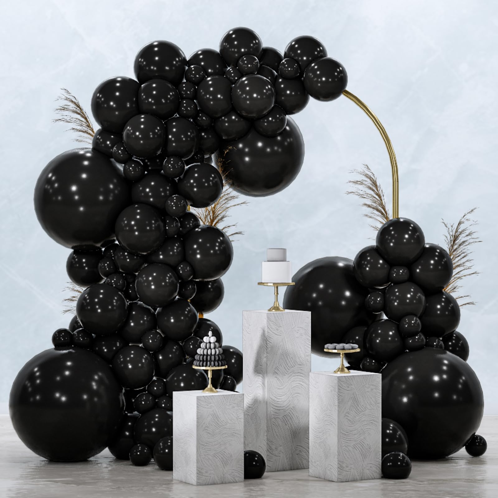 PartyWoo Black Balloons 100 pcs Different Sizes of 18 12 10 5 Inch Black Balloons Arch Kit Garland for Baby Shower Birthday Graduation Casino Gaming Anniversary Race Car Party Decorations Black-Y18