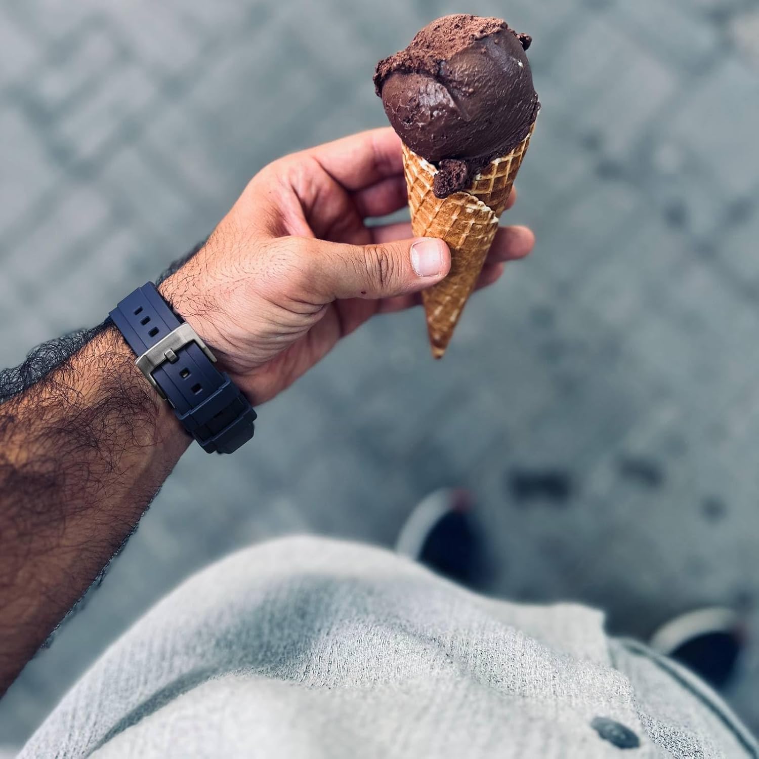 WOCCI 20mm Hevea Watch Band, FKM Rubber (Not Silicone), Quick Release Replacement Strap for Men, Silver Buckle (Blue) - Image 7